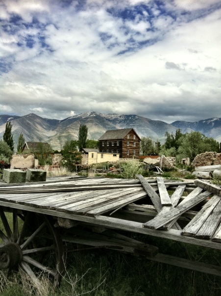 The Benson Grist Mill with Oquirhh Mountains in the background (photo by Clint Thomsen)